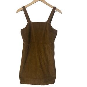 American Eagle Outfitters Golden Brown Corduroy Mini Dress Square Neckline Sz S